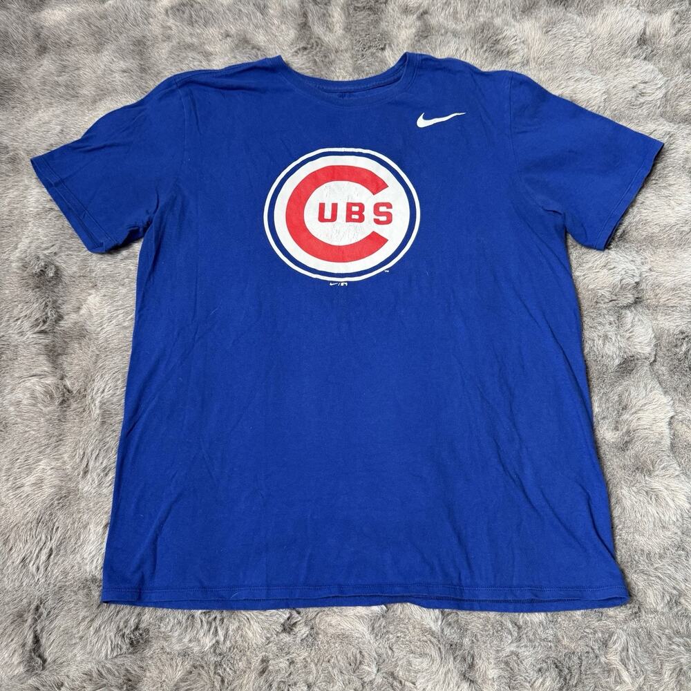 Chicago Cubs Cooperstown Logo The Nike Tee T-Shirt Blue Size Large